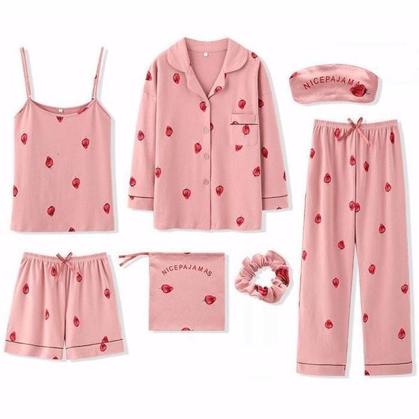 pink 7pcs pajamas suit homewear for young lady cotton summer nightwear sleep set nightgown pyjamas casual sleepwear, Black;red
pink 7pcs pajamas suit homewear for young lady cotton summer nightwear sleep set nightgown pyjamas casual sleepwear, Black;red
