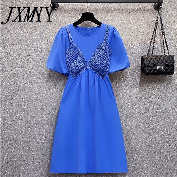 plus size dresses jxmyy 2021 summer fashion women's chic gentle round neck lace crochet stitching ruffled high waist puff sleeve dress, Black
plus size dresses jxmyy 2021 summer fashion women's chic gentle round neck lace crochet stitching ruffled high waist puff sleeve dress, Black