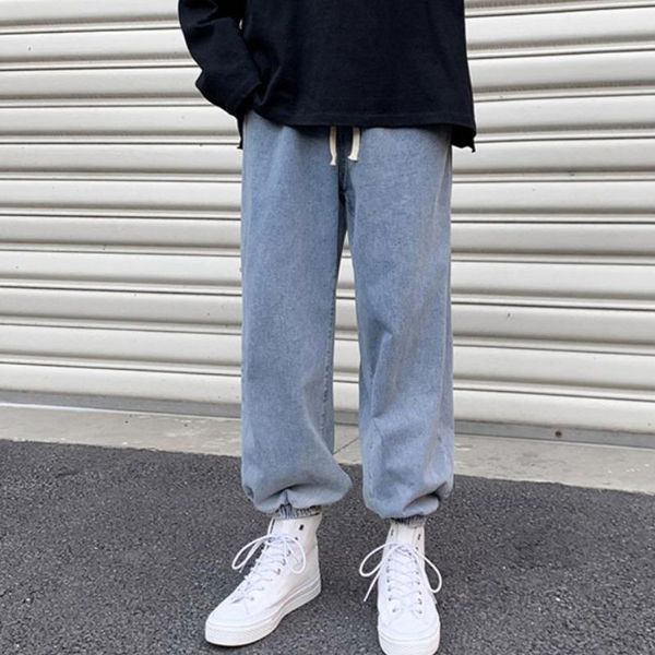 men solid color high-quality oversized jeans korean casual fashion loose harajuku streetwear trousers for men ankle-length pants, Blue
men solid color high-quality oversized jeans korean casual fashion loose harajuku streetwear trousers for men ankle-length pants, Blue