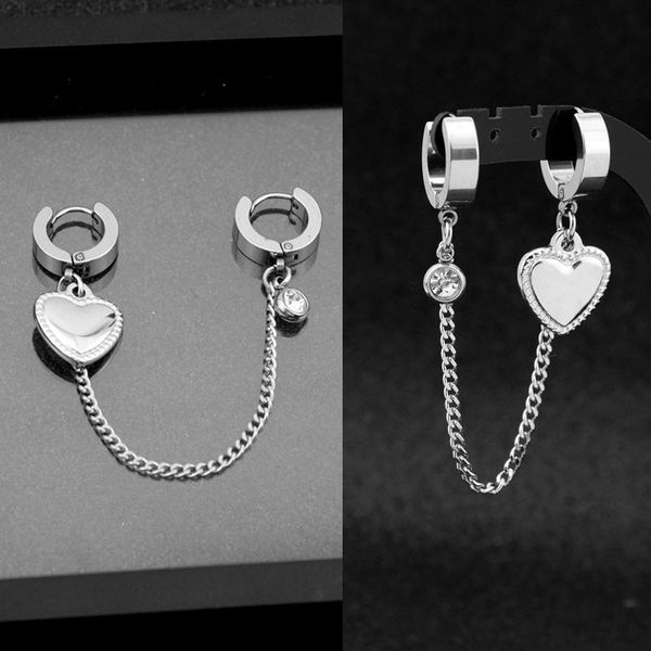 hoop & huggie one pcs two hole piercing earrings for women stainless steel heart crystal chain earring party jewelry, Golden;silver
hoop & huggie one pcs two hole piercing earrings for women stainless steel heart crystal chain earring party jewelry, Golden;silver