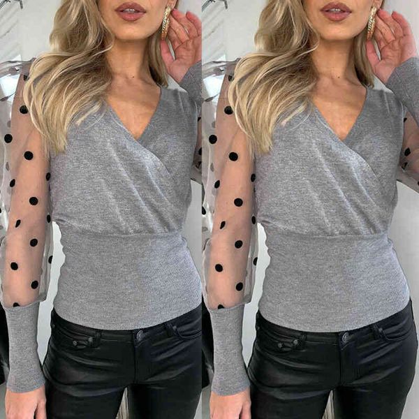 neck casual blouse mesh sheer puff sleeve t-shirt ladies v women polka dot, White
neck casual blouse mesh sheer puff sleeve t-shirt ladies v women polka dot, White