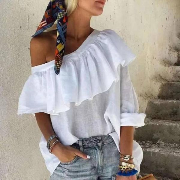 women's t-shirt ruffles women off shoulder loose fashion comfort solid color short sleeve pullover drop ship 2021, White
women's t-shirt ruffles women off shoulder loose fashion comfort solid color short sleeve pullover drop ship 2021, White