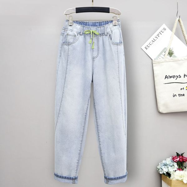 2021 new women solid color fashion ankle length denim lady 5xl large size elastic waist drawstring casual xblr, Blue
2021 new women solid color fashion ankle length denim lady 5xl large size elastic waist drawstring casual xblr, Blue