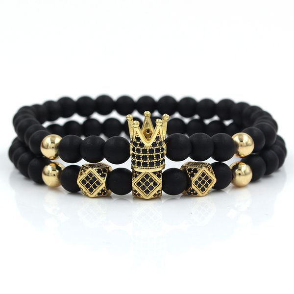 cool design cz copper crown charm natural stone beads strands bracelets 2pcs/set, Golden;silver
cool design cz copper crown charm natural stone beads strands bracelets 2pcs/set, Golden;silver