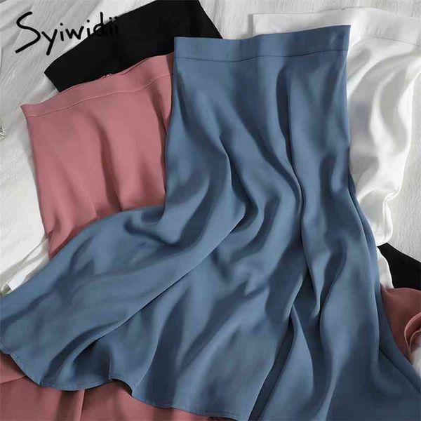 high waist midi skirts women back zipper a-line unicolor summer clothing korean fashion pink blue white skirt 210607, Black
high waist midi skirts women back zipper a-line unicolor summer clothing korean fashion pink blue white skirt 210607, Black
