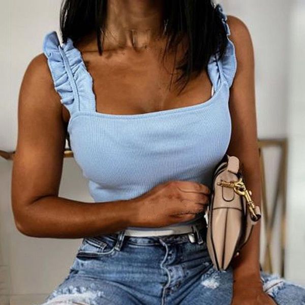 women's blouses & shirts littlerossa summer ruffle strap shirt blouse sleeveless backless ribbed casual women square collar slim knit t, White
women's blouses & shirts littlerossa summer ruffle strap shirt blouse sleeveless backless ribbed casual women square collar slim knit t, White
