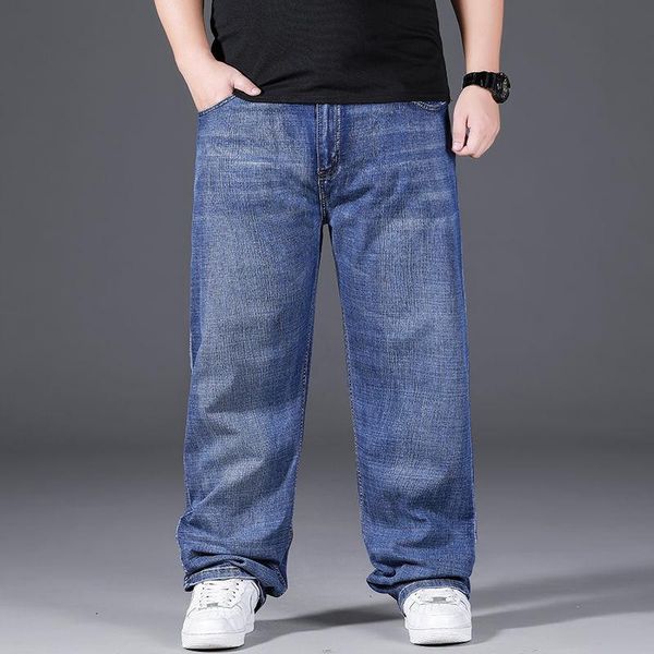 men's jeans summer thin loose straight leg elastic plus fat large casual high-grade ultra-thin pants, Blue
men's jeans summer thin loose straight leg elastic plus fat large casual high-grade ultra-thin pants, Blue
