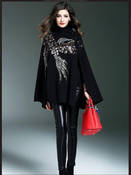 women's jackets spring autumn luxury hand beading paillette sequined embroidery phoenix bird pattern knitted poncho mantle coat cloak, Black;brown
women's jackets spring autumn luxury hand beading paillette sequined embroidery phoenix bird pattern knitted poncho mantle coat cloak, Black;brown