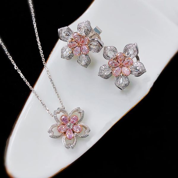 earrings & necklace 2 piece set exquisite pink cherry blossom pattern pendant flower jewelry rose gold women gifts charm, Silver
earrings & necklace 2 piece set exquisite pink cherry blossom pattern pendant flower jewelry rose gold women gifts charm, Silver
