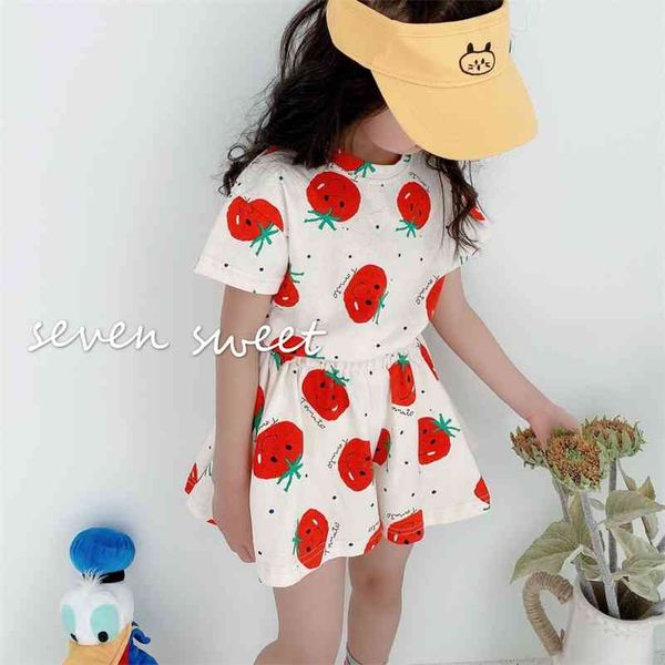 korean style summer cute cartoon tomato printing clothes sets for girls cotton short sleeve t shirt and loose shorts 2pcs 210708, White
korean style summer cute cartoon tomato printing clothes sets for girls cotton short sleeve t shirt and loose shorts 2pcs 210708, White