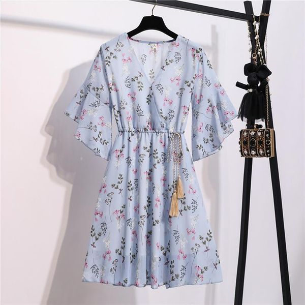 spring summer womans floral print women dresses chiffon knee length v neck butterfly sleeve a line female, Black;gray
spring summer womans floral print women dresses chiffon knee length v neck butterfly sleeve a line female, Black;gray