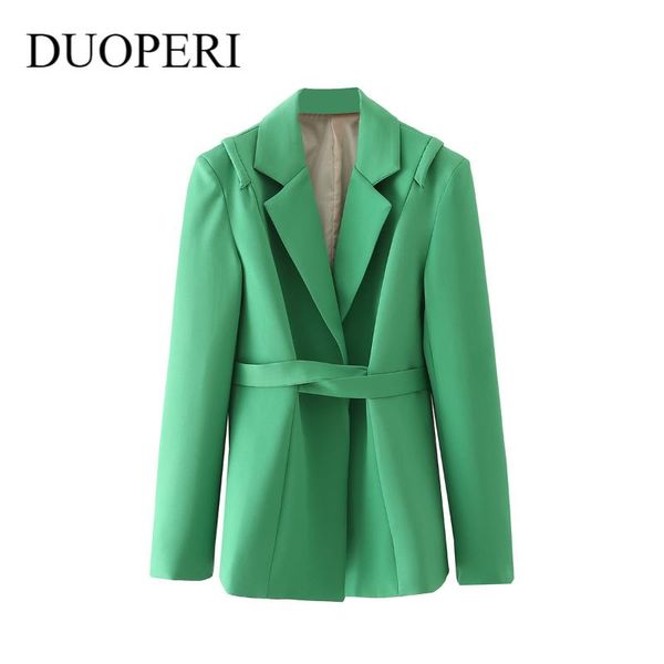 women's suits & blazers duoperi women fashion with belt solid blazer notched neck long sleeve casual female coats chic, White;black
women's suits & blazers duoperi women fashion with belt solid blazer notched neck long sleeve casual female coats chic, White;black