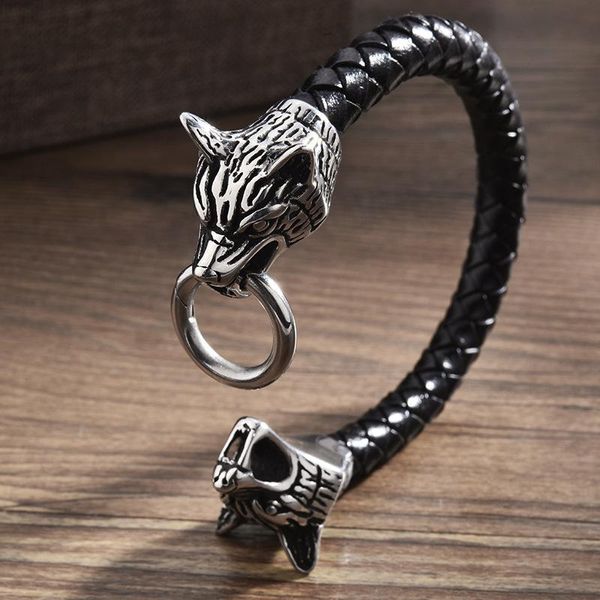 beaded, strands black leather bracelet men's rock metal wolf fashion glamour party jewelry gift
beaded, strands black leather bracelet men's rock metal wolf fashion glamour party jewelry gift