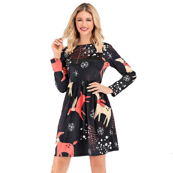 2020 christmas women's autumn and winter dress long sleeve printed skirt, Black;gray
2020 christmas women's autumn and winter dress long sleeve printed skirt, Black;gray
