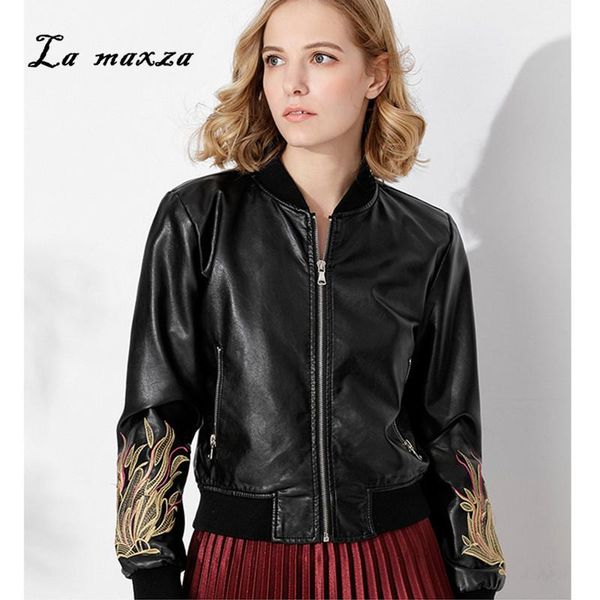 women's jackets women autumn pu leather jacket and coat moto bomber crop parkas 2021 embroidery female, Black;brown
women's jackets women autumn pu leather jacket and coat moto bomber crop parkas 2021 embroidery female, Black;brown