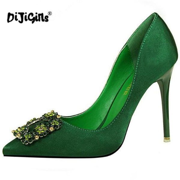 dress shoes dijigirls women's high heel silk crystal buckle thin pointed toe pumps 9.5cm wedding pink green shoe, Black
dress shoes dijigirls women's high heel silk crystal buckle thin pointed toe pumps 9.5cm wedding pink green shoe, Black