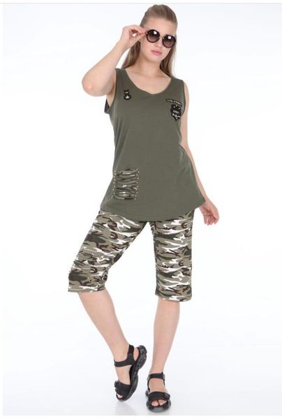 gym clothing diaves plus size woman summer fashion camouflage causal sports track suits capri pants sleeveless turkish quality, White;black
gym clothing diaves plus size woman summer fashion camouflage causal sports track suits capri pants sleeveless turkish quality, White;black