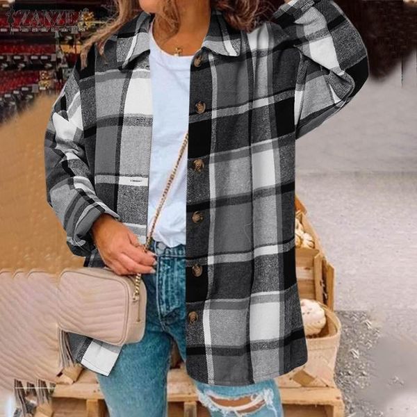 women's jackets loose grid lapel button coat female oversized women casual long sleeve blouse elegant checked printed autumn, Black;brown
women's jackets loose grid lapel button coat female oversized women casual long sleeve blouse elegant checked printed autumn, Black;brown