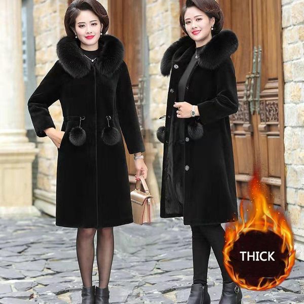 women's fur & faux luxury long coat women mink loose lapel overcoat thick winter warm plus size female plush coats, Black
women's fur & faux luxury long coat women mink loose lapel overcoat thick winter warm plus size female plush coats, Black