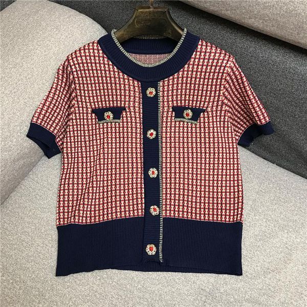 women's knits & tees 2021 spring and summer female temperament retro gold line check color sweater short-sleeved thin ice silk 0330, White
women's knits & tees 2021 spring and summer female temperament retro gold line check color sweater short-sleeved thin ice silk 0330, White