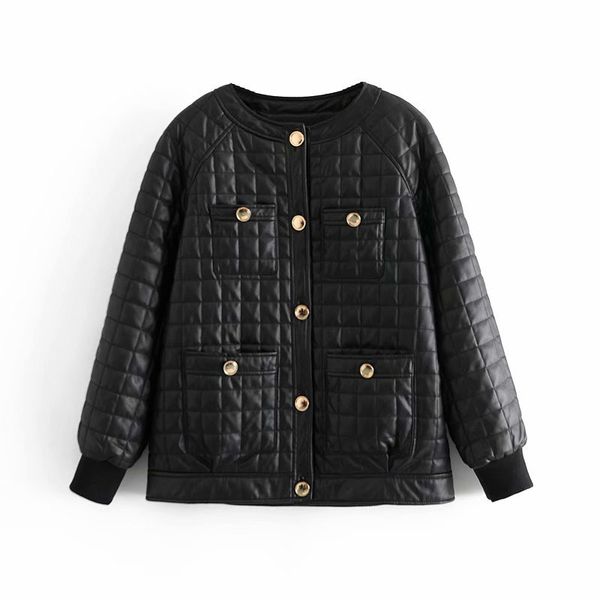 women's jackets vintage woman black loose plaid o-neck leather jacket spring-autumn fashion ladies oversized pu outerwear girls co, Black;brown
women's jackets vintage woman black loose plaid o-neck leather jacket spring-autumn fashion ladies oversized pu outerwear girls co, Black;brown