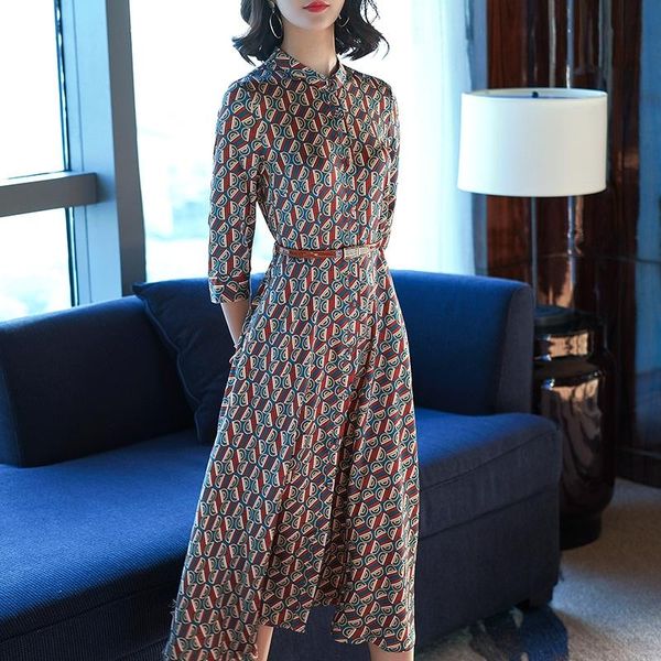casual dresses fashion ladies geometric printed spring dress women graceful long female work office party sl028, Black;gray
casual dresses fashion ladies geometric printed spring dress women graceful long female work office party sl028, Black;gray