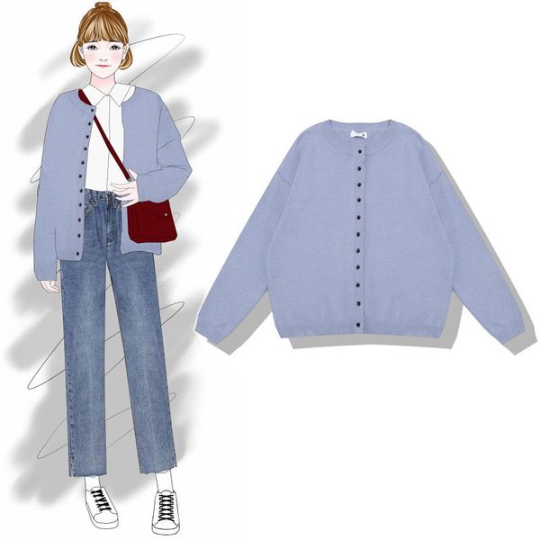 women's sweaters 2021 fashion sweater spring casual temperament loose cardigan, White;black
women's sweaters 2021 fashion sweater spring casual temperament loose cardigan, White;black