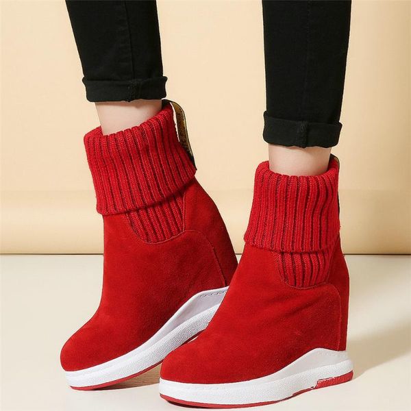 boots winter women genuine leather wedges high heel motorcycle female knitting round toe fashion sneakers casual shoes, Black
boots winter women genuine leather wedges high heel motorcycle female knitting round toe fashion sneakers casual shoes, Black