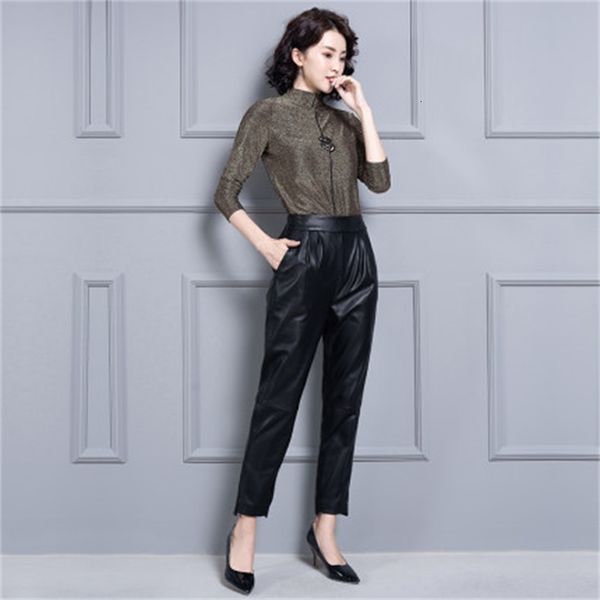 2021 genuine sheep leather trousers of the female form kp4 xrq2, Black;white
2021 genuine sheep leather trousers of the female form kp4 xrq2, Black;white