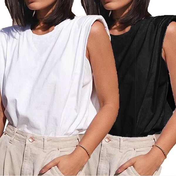 women's tanks & camis ladies casual loose t-shirts sleeveless crew neck cotton vest, White
women's tanks & camis ladies casual loose t-shirts sleeveless crew neck cotton vest, White