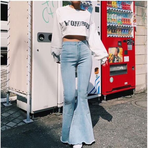 wide leg jeans women solid color slim high waist big horn trousers autumn fashion casual female denim flared pants 210222, Blue
wide leg jeans women solid color slim high waist big horn trousers autumn fashion casual female denim flared pants 210222, Blue