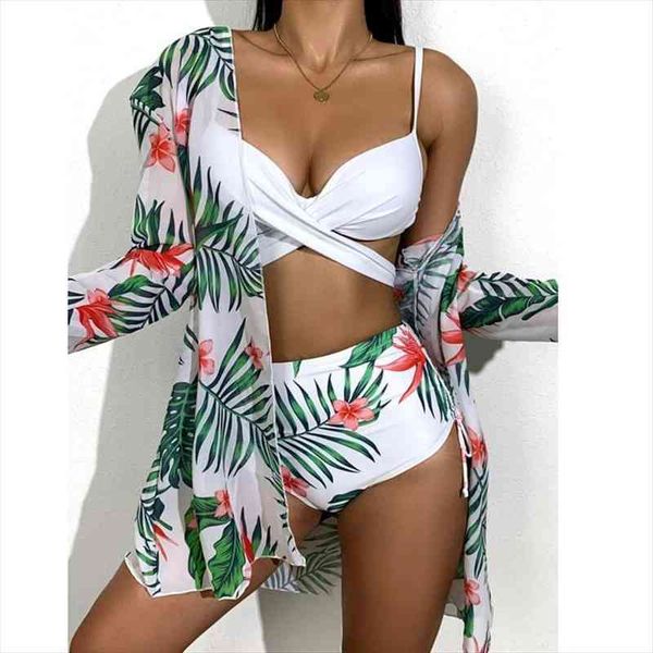 3 pcs summer floral print bikini bohemia swimwear set high waist push-up bathing suit beachwear women brazilian swimsuit biquini, White;black
3 pcs summer floral print bikini bohemia swimwear set high waist push-up bathing suit beachwear women brazilian swimsuit biquini, White;black