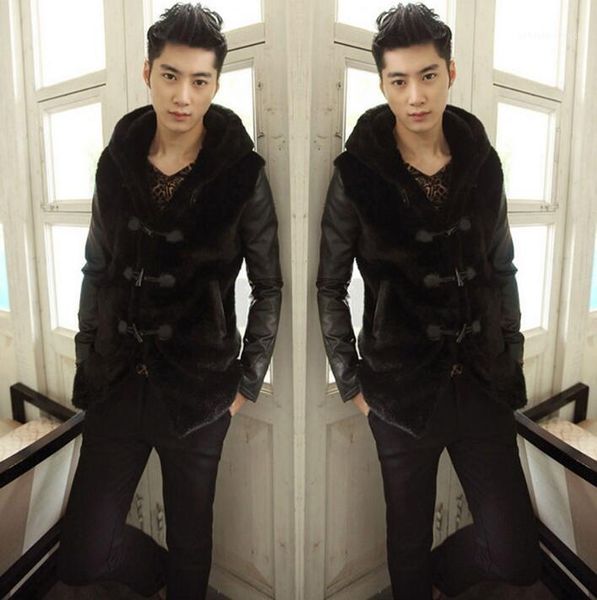 men's fur & faux hooded autumn winter mens mink coats orns thicken warm medium-long overcoat leather jackets masculino chaqueta, Black
men's fur & faux hooded autumn winter mens mink coats orns thicken warm medium-long overcoat leather jackets masculino chaqueta, Black