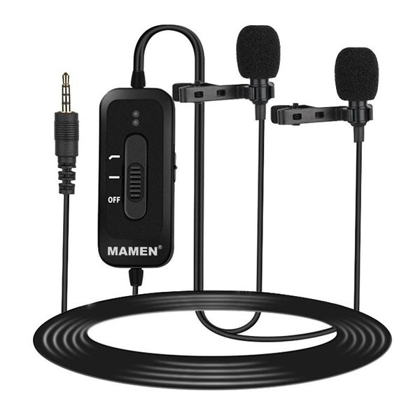 mamen professional mic lavalier microphone with dual microphone for smartphone camera recording
mamen professional mic lavalier microphone with dual microphone for smartphone camera recording
