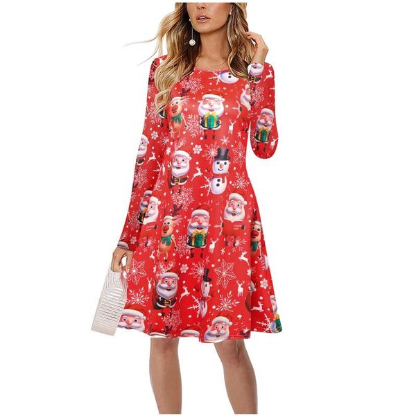 casual dresses women's christmas swing dress snowflake xmas santa print holiday party long sleeve women pullover, Black;gray 
casual dresses women's christmas swing dress snowflake xmas santa print holiday party long sleeve women pullover, Black;gray