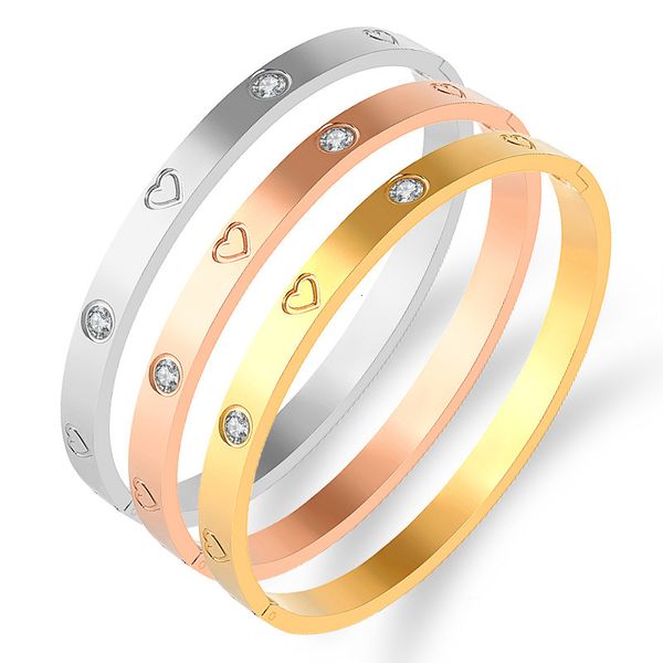 bangles bracelets stainless steel clasp bracelet peach heart inlaid diamond titanium gold rose 3 color, Black
bangles bracelets stainless steel clasp bracelet peach heart inlaid diamond titanium gold rose 3 color, Black