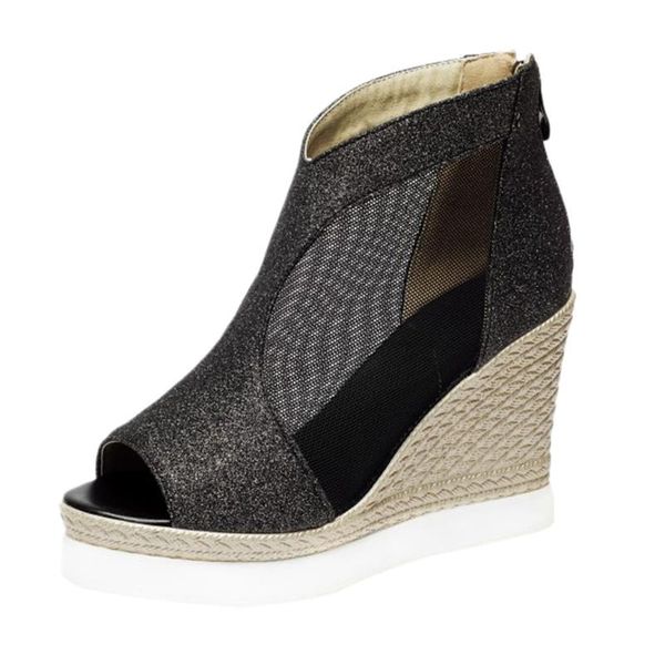 sagace women peep toe platform wedges sandals zipper shoes female soft bottom comfortable high heel sandals summer, Black
sagace women peep toe platform wedges sandals zipper shoes female soft bottom comfortable high heel sandals summer, Black