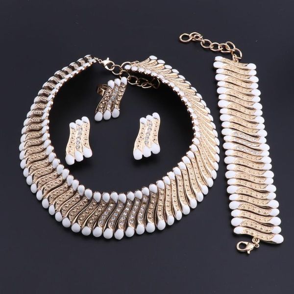 earrings & necklace oeoeos trendy style crystal bridal jewelry sets wedding bracelet enamel gold color fashion party accessories, Silver
earrings & necklace oeoeos trendy style crystal bridal jewelry sets wedding bracelet enamel gold color fashion party accessories, Silver
