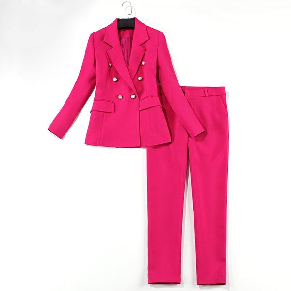 women's two-piece suits new women's fashion pink slim double-breasted business casual professional suit jacket slim pants suits, White
women's two-piece suits new women's fashion pink slim double-breasted business casual professional suit jacket slim pants suits, White