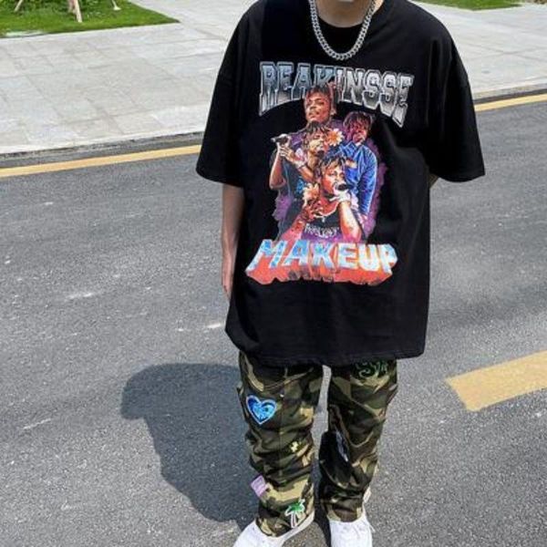 men's t-shirts summer high street t-shirt rapper print men and women casual hip hop hiphop trend loose short sleeves, White;black
men's t-shirts summer high street t-shirt rapper print men and women casual hip hop hiphop trend loose short sleeves, White;black