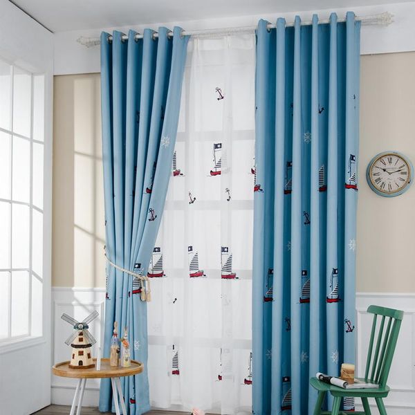 curtain & drapes embroidered blackout kids curtains for living children baby room blue bedroom door