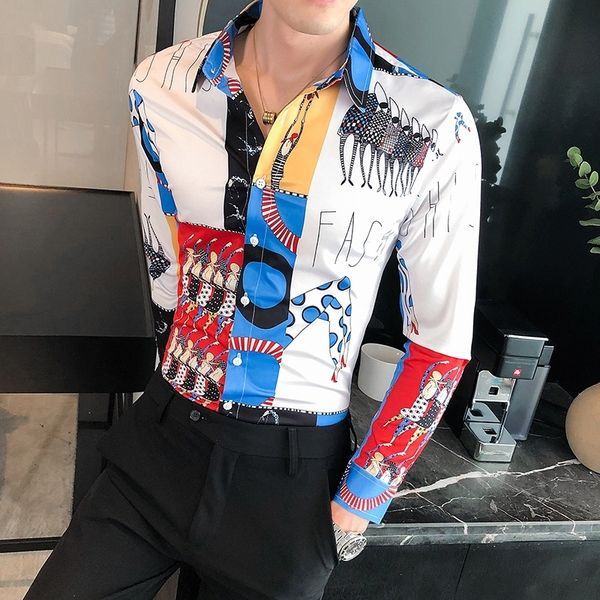 character print long sleeve fine fitting streetwear shirts casual social party luxury floral shirt hombre clothes op4y, White;black
character print long sleeve fine fitting streetwear shirts casual social party luxury floral shirt hombre clothes op4y, White;black