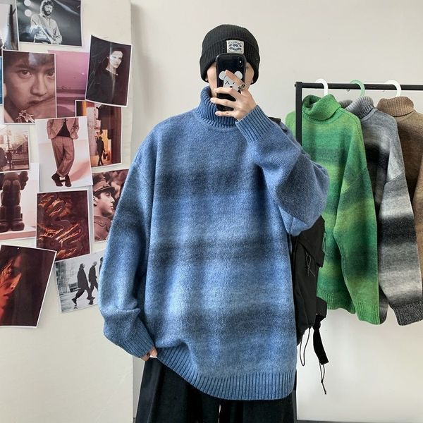 2021 winter thick turtleneck sweater men's warm fashion retro gradient color pullover men knitting sweaters mens clothes sc3i, White;black
2021 winter thick turtleneck sweater men's warm fashion retro gradient color pullover men knitting sweaters mens clothes sc3i, White;black