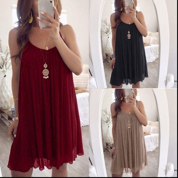 womens plus size spaghetti straps chiffon vest mini dress pleated layered cami front solid color loose flare swing party beach, Black;gray
womens plus size spaghetti straps chiffon vest mini dress pleated layered cami front solid color loose flare swing party beach, Black;gray