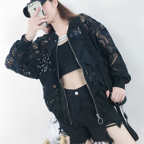 summer sun protection coat women loose short paragraph lace jacket hollow out spring female baseball uniform 210531, Black;brown
summer sun protection coat women loose short paragraph lace jacket hollow out spring female baseball uniform 210531, Black;brown