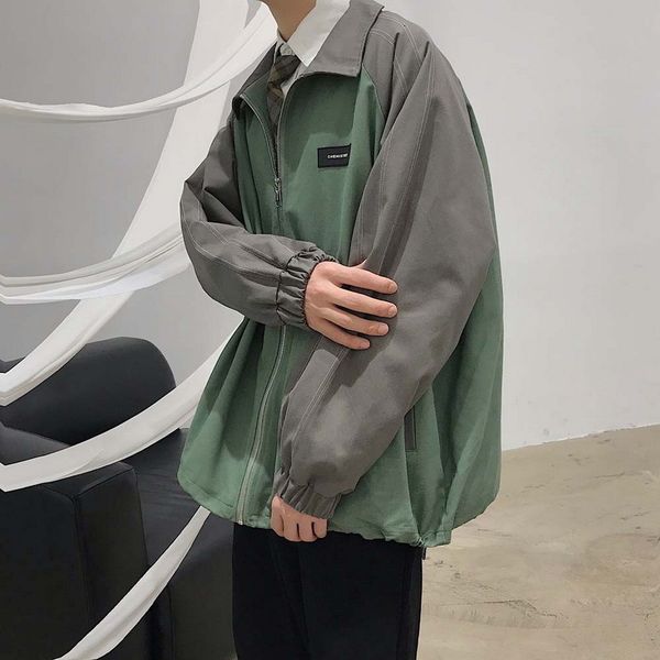 men's autumn korean versatile ins college style relaxed fashion brand contrast stitching stand collar jacket, Black;brown
men's autumn korean versatile ins college style relaxed fashion brand contrast stitching stand collar jacket, Black;brown