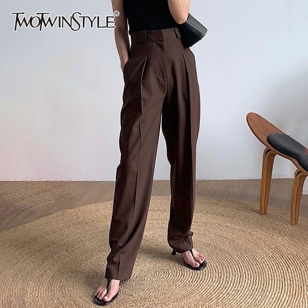 twotwinstyle black korean women's pants high waist pocket elegant straight trousers female clothing autumn fashion new 201118, Black;white
twotwinstyle black korean women's pants high waist pocket elegant straight trousers female clothing autumn fashion new 201118, Black;white