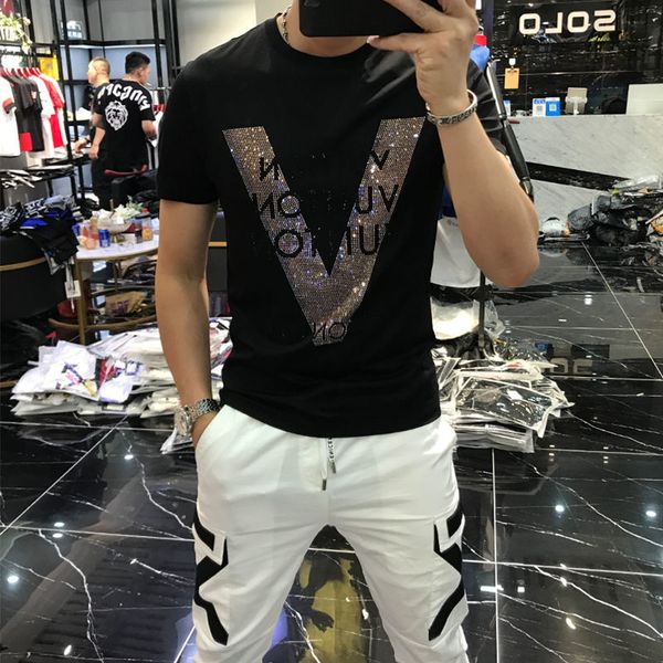 men's hoodies & sweatshirts unique design in summer european and american boutique letter studded business t-shirt original soft short, Black
men's hoodies & sweatshirts unique design in summer european and american boutique letter studded business t-shirt original soft short, Black