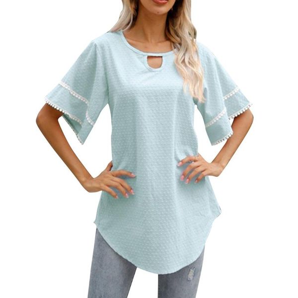 women's t-shirt women short-sleeved t-shirts round neck shirt splicing speaker sleeve solid color tees, White
women's t-shirt women short-sleeved t-shirts round neck shirt splicing speaker sleeve solid color tees, White