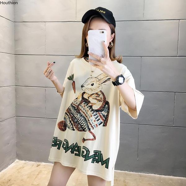 houthion summer loose all-match o-neck short sleeve women's t-shirt new fashion casual mid-length cartoon print top, White
houthion summer loose all-match o-neck short sleeve women's t-shirt new fashion casual mid-length cartoon print top, White